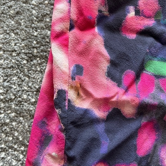 Alice + Olivia Mai Ruffle Top Silk Floral Watercolor Mini Dress - Picture 2 of 6